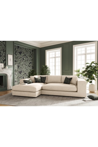 Canapé d'angle gauche Tendance - Beige - 5 places - En tissu structuré