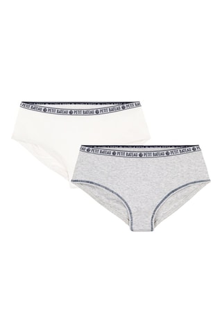 2 shortys - Blanc et gris clair chiné 