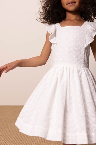 Robe à bretelles volantées Blanc