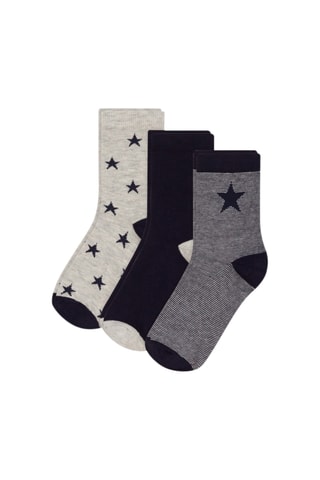 3 paires de chaussettes - Bleu marine et gris clair chiné