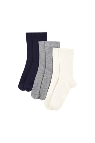 3 paires de chaussettes - Bleu marine et gris clair chiné