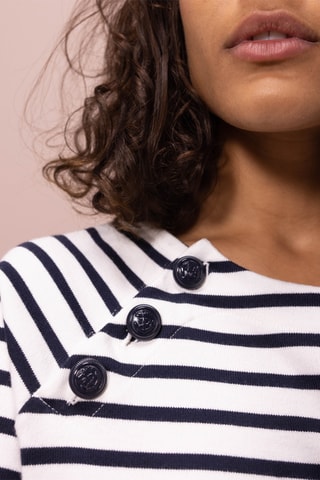 T-shirt à manches longues. Blanc et bleu marine