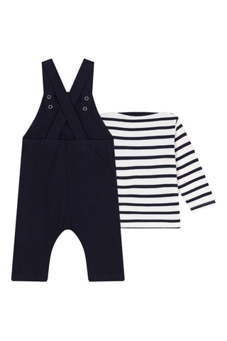 T-shirt et salopette - Bleu foncé et blanc