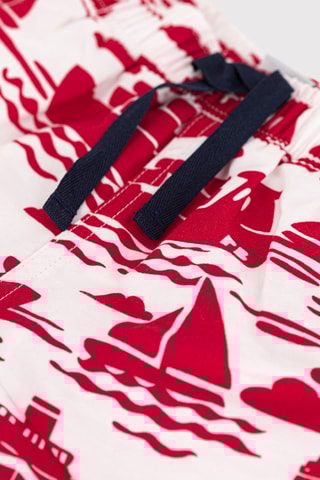 Short de bain - Blanc et rouge