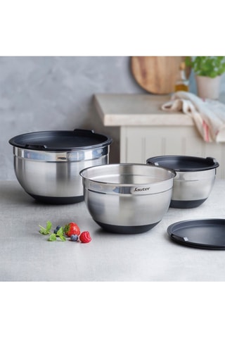 3 saladeiras em aço inoxidável e silicone - 16/20/24 cm