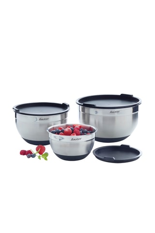 3 saladeiras em aço inoxidável e silicone - 16/20/24 cm