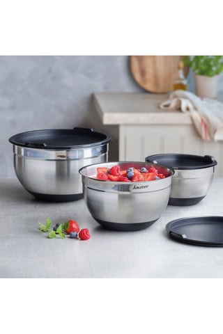 3 saladeiras em aço inoxidável e silicone - 16/20/24 cm