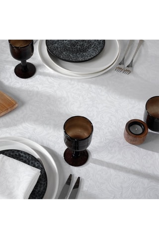 Toalha de mesa retangular Jacquard Fleurette - 170 x 300 cm - Branco