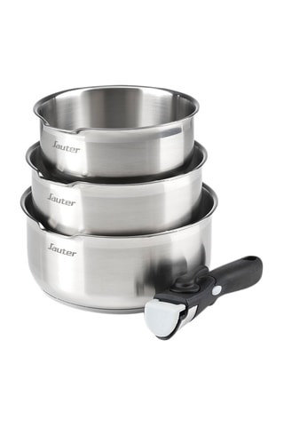 3 panelas em aço inoxidável    16, 18 e 20 cm