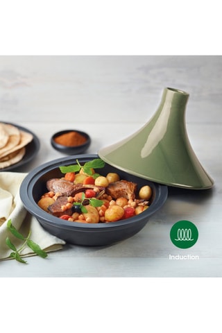 Tagine de aço fundido com tampa em cerâmica - 29 x 23,5 cm - 2,4 l