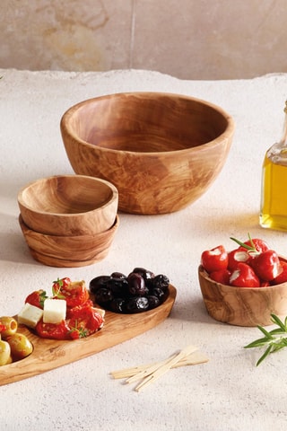 3 tigelas em madeira de oliveira - 12 cl