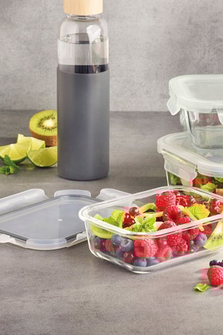 3 caixas de conservação em vidro borossilicato com tampas - 64 cl, 1,5 l e 1,52 l