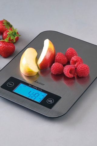 Balança de cozinha elétrica em aço inoxidável - 21,5 x 16,5 x 1,6 cm