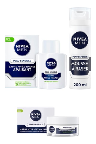 Creme hidratante intenso, espuma de barbear e bálsamo após-barbear - Peles sensíveis - 50, 200 e 100 ml