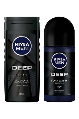 Gel de duche Clean Deep e desodorizante antitranspirante antibacteriano Black Carbon Dark wood Deep - 250 e 50 ml