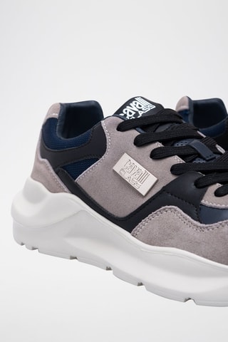 Baskets en nubuck - Gris et bleu - Philippe Model