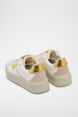 Baskets plateformes en cuir - Beige et blanc