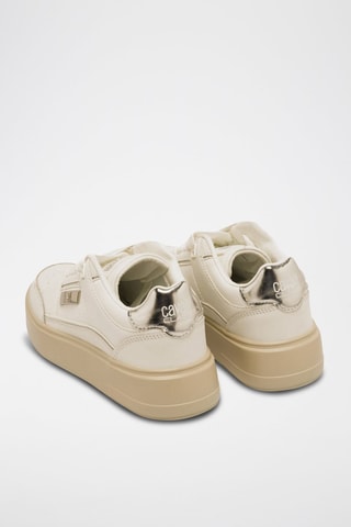 Baskets plateformes en cuir - Beige et blanc