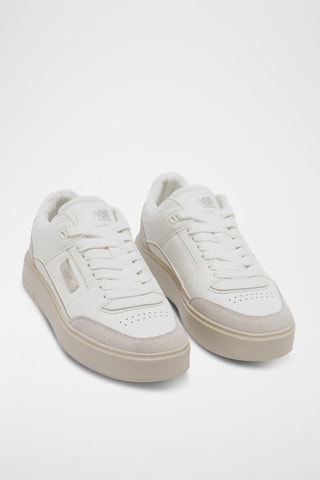 Baskets plateformes en cuir - Blanc et taupe