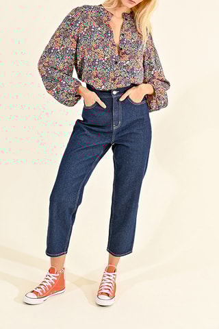 Jeans 7/8 a vita alta - Blu scuro - Lili Sidonio