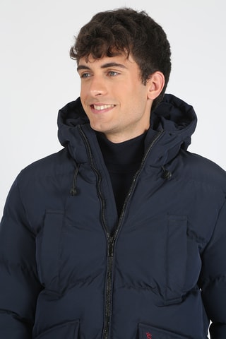 Manteau regular à capuche - Bleu marine
