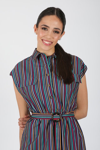 Robe droite - Rouge et bleu