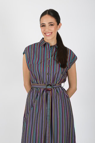 Robe droite - Rouge et bleu