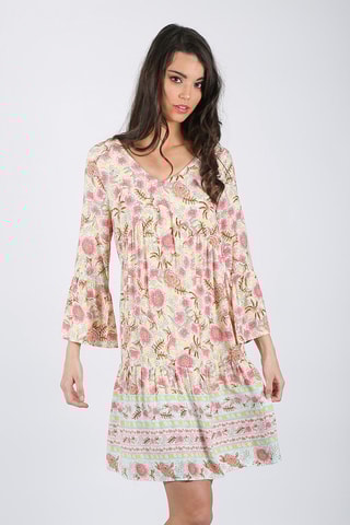 Robe taille basse - Blanc et rose