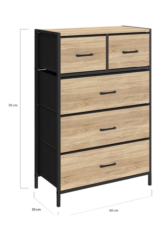 Commode 5 tiroirs Iris - 60 x 30 x 90 cm