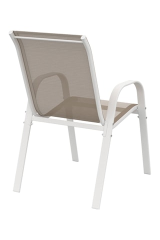 4 chaises de jardin empilables - Beige et blanc