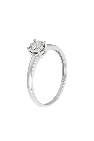 Solitario Akna - Oro bianco e diamanti