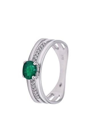 Anello Mangaïa - Oro bianco, smeraldo e diamanti