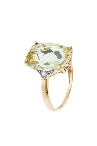 Anello Green Hill - Oro giallo, quarzo e diamanti