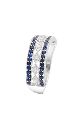 Anello Mélisandre - Oro bianco, diamanti e zaffiri