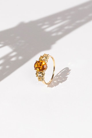 Bague Yellow Hill - Or jaune, citrine et quartz