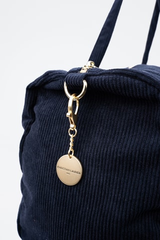 Mala de ombro em couro Halo - Azul-marinho