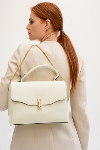 Mala a tiracolo de couro Diane - Bege