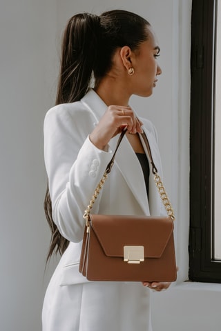 Mala a tiracolo de couro Ava  - Castanho