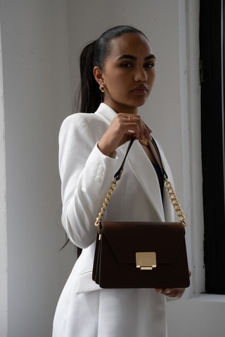 Mala a tiracolo de couro Ava  - Castanho