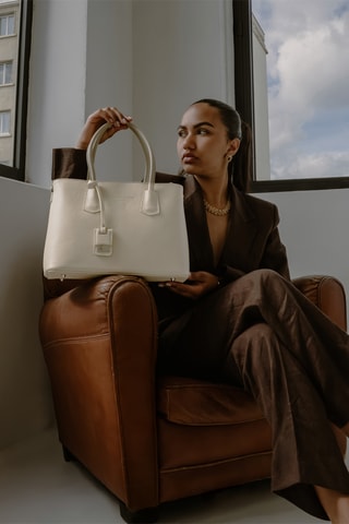 Mala de couro Pia - Branco