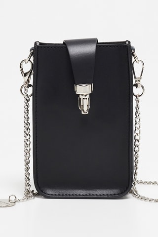 Pochete para telemóvel em couro Taylor - Preto