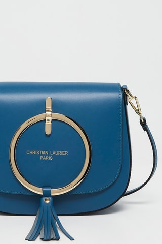 Mala a tiracolo em couro Audrey - Azul-pato