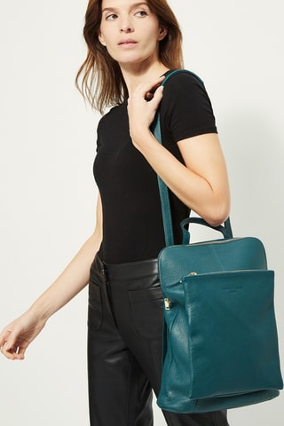 Mochila em couro Milana Azul-pato - Azul