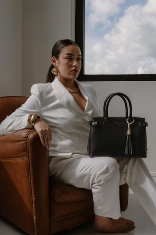 Mala de couro Mini Anita - Preto - Preto