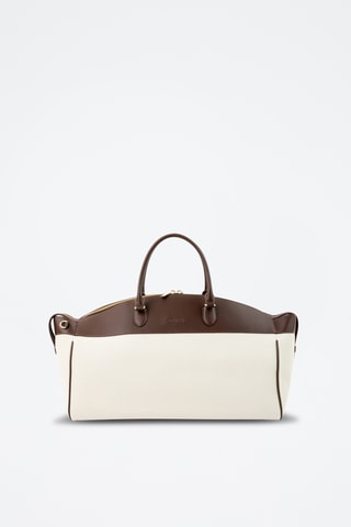 Saco de viagem de couro Mae - 46 cm - Branco e castanho-escuro