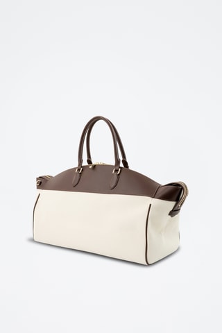 Saco de viagem de couro Mae - 46 cm - Branco e castanho-escuro