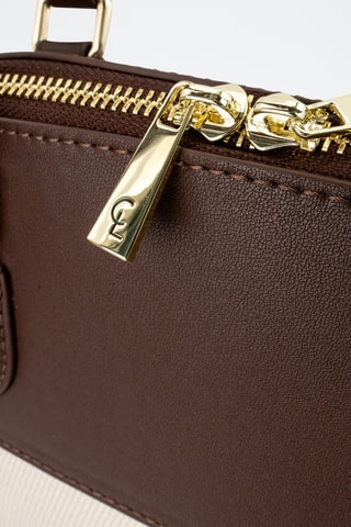 Saco de viagem de couro Mae - 46 cm - Branco e castanho-escuro