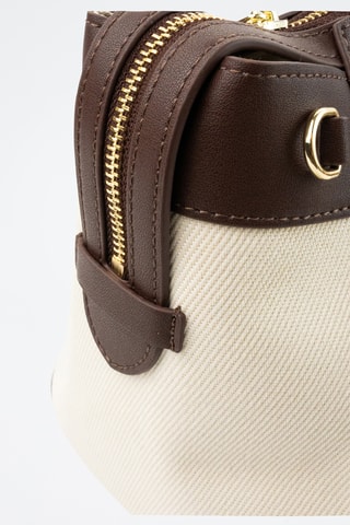 Saco de viagem de couro Mae - 46 cm - Branco e castanho-escuro