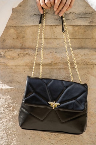 Mala a tiracolo em couro Louise - Preto