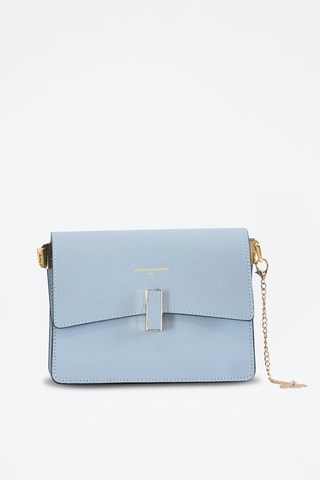 Mala a tiracolo em couro Mini Emma - Azul-claro